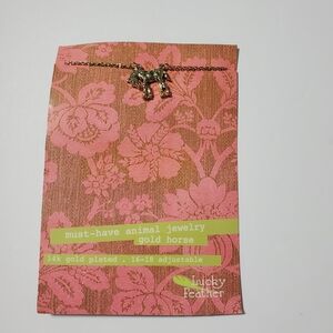 Lucky Feather Gold Horse Necklace
